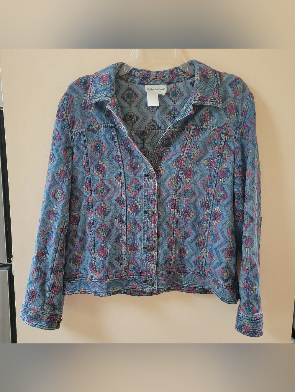 Coldwater Creek Lightweight Embroidered Denim Jacket
